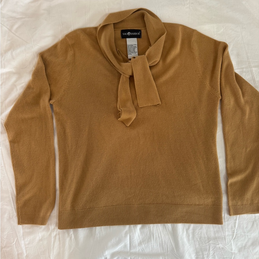 Sag Harbor Camel Cowl Neck Sweater